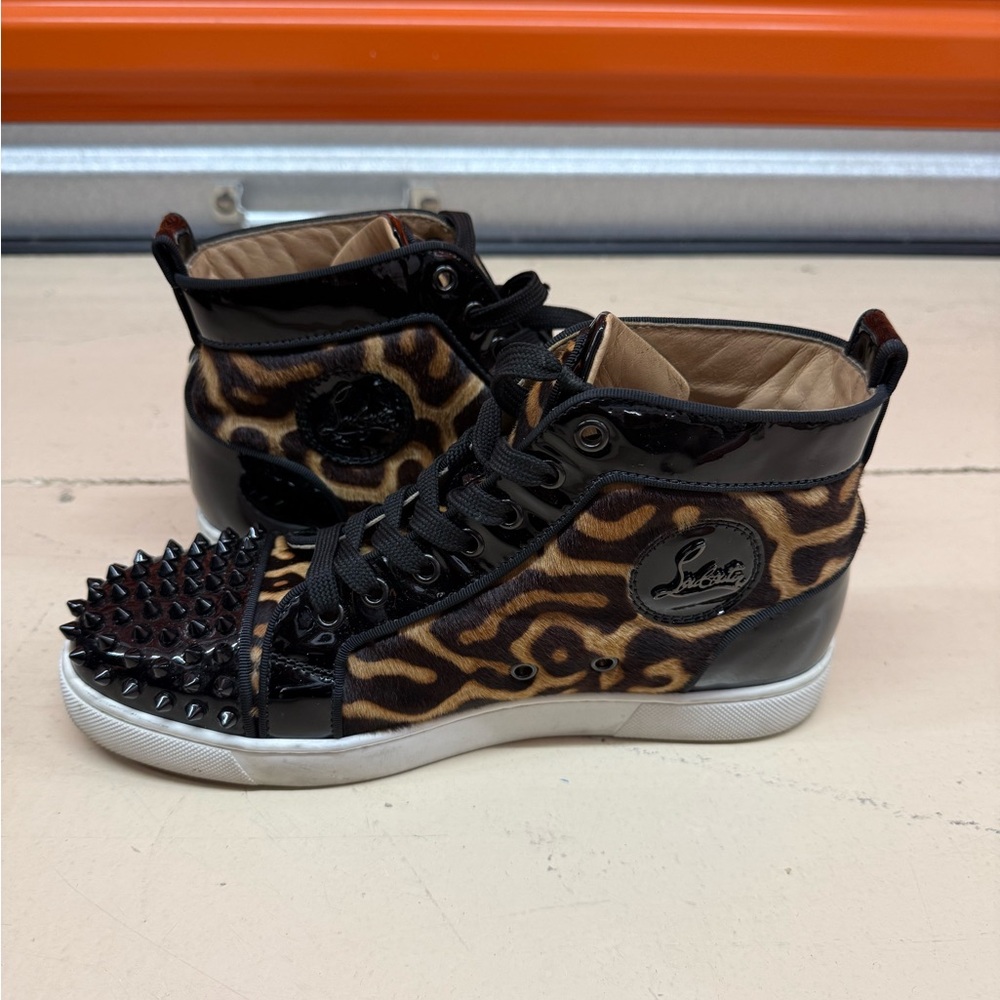 Christian Louboutin Black and Brown Leopard High-Tops